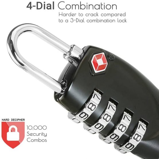 CFMOUR TSA Suitcase Locks - 1, 2, 3, 4, 5, 6 Pack 4-Dial Travel Combination Security Padlock for Suitcases Luggage Case Bag Code Lock - Black (Pack of 2) - Image 2