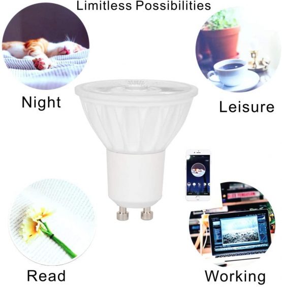 4-Pack WiFi Smart Alexa GU10 LED Light Bulb 5W, Dimmable Warm White and Cool White (2700k- 6500k), Compatible with Alexa, Google Assistant, Could be Remote Controlled by Smartphone (iOS - Image 4