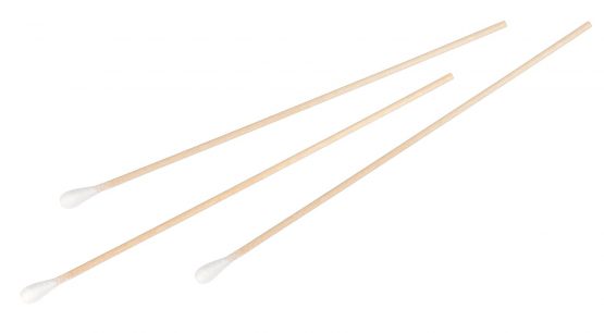 neoLab 2-1021 Cotton Swabs Wood Handle 150 mm x 2,5 mm Head 4-5.5 mm Pack of 100