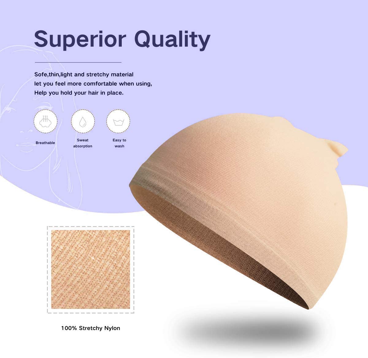 Wig Cap, MORGLES 20pcs Stretchy Nylon Wig Caps for Women Men Beige, 20 Count (Pack of 1) - Image 3