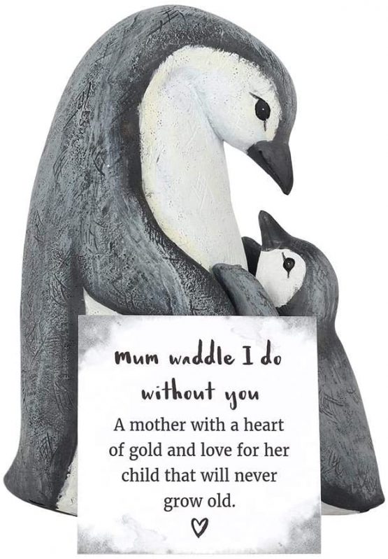 Animal Families Ornament, Penguin Mum and Baby, Black and White, Home Decor - Image 3