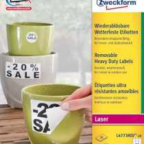 Avery Zweckform L4773REV-20 Weatherproof Labels / Re-Usable / 33.9 x 63.5 mm / 20 Sheets / 480 Labels White