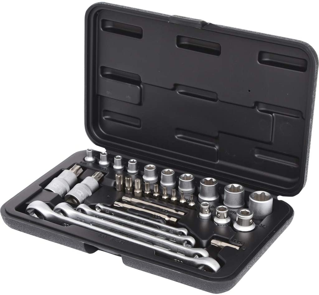 KS Tools 911.4302 1/4 x 1/2 x 3/8-inch TX Socket Set (31 Pieces), Variety Pack
