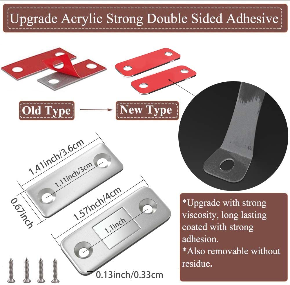 Cabinet Door Magnets Jiayi 6 Pack Ultra Thin Cupboard Magnetic Door Catch Small Drawer Magnet Metal Wardrobe Magnetic Latch Adhesive Magnet for Kitchen Closet Sliding Door Closure - Image 2