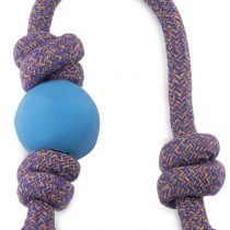 Beco Rubber Ball on Rope Dog Toy, Blue, Large