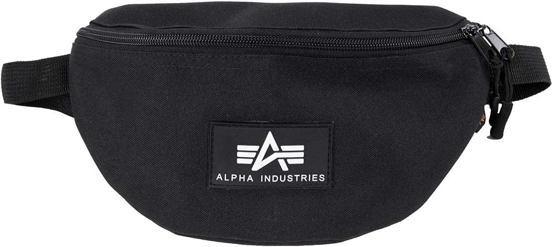 Alpha Industries Unisex Rubber Print Waist Bag, Black, One Size