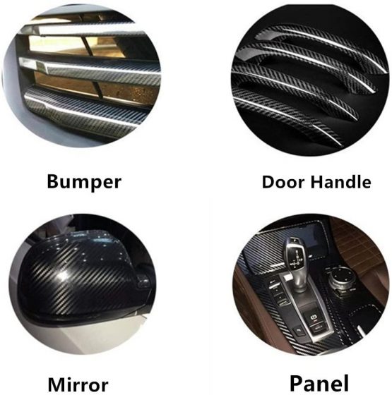 WDragon HIGH GLOSS Black Carbon Fiber Vinyl Wrap Texture 3 layer 5D Vinyl wrap DIY Film (60cm X 1.5meters) - Image 3