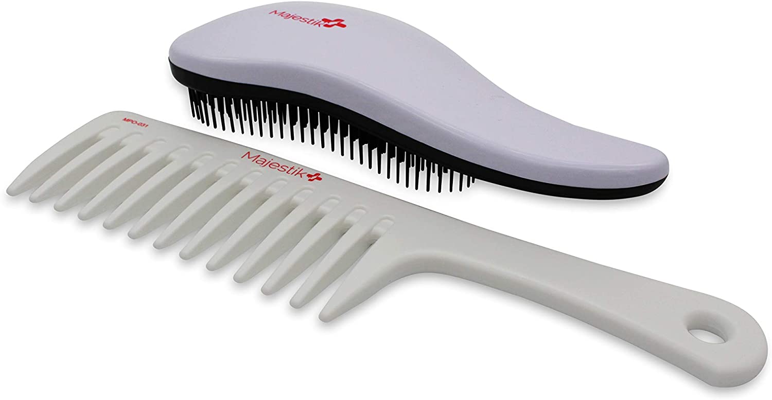 Detangling Brush & Comb White Set The Best Hair Detangler Kit for No More Tangles No More Tears By Majestik+ - Image 2