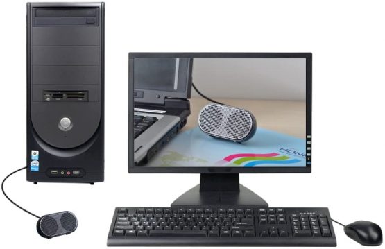 UKHONK Mini USB Speaker Portable Loudspeaker Powered Stereo Multimedia Speaker for Notebook Laptop PC(Black) - Image 3