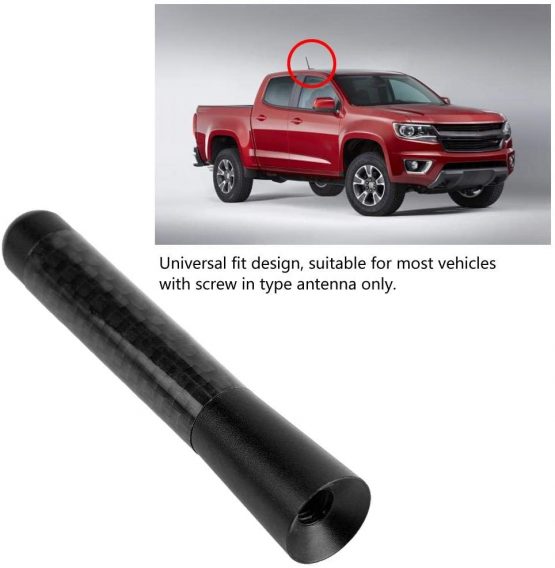 Mini Car Radio Antenna Carbon Fiber Antenna 3” Screw Radio Short Antenna Aerial Replacement for Universal Car Modification Car & Video Antennas(Black)