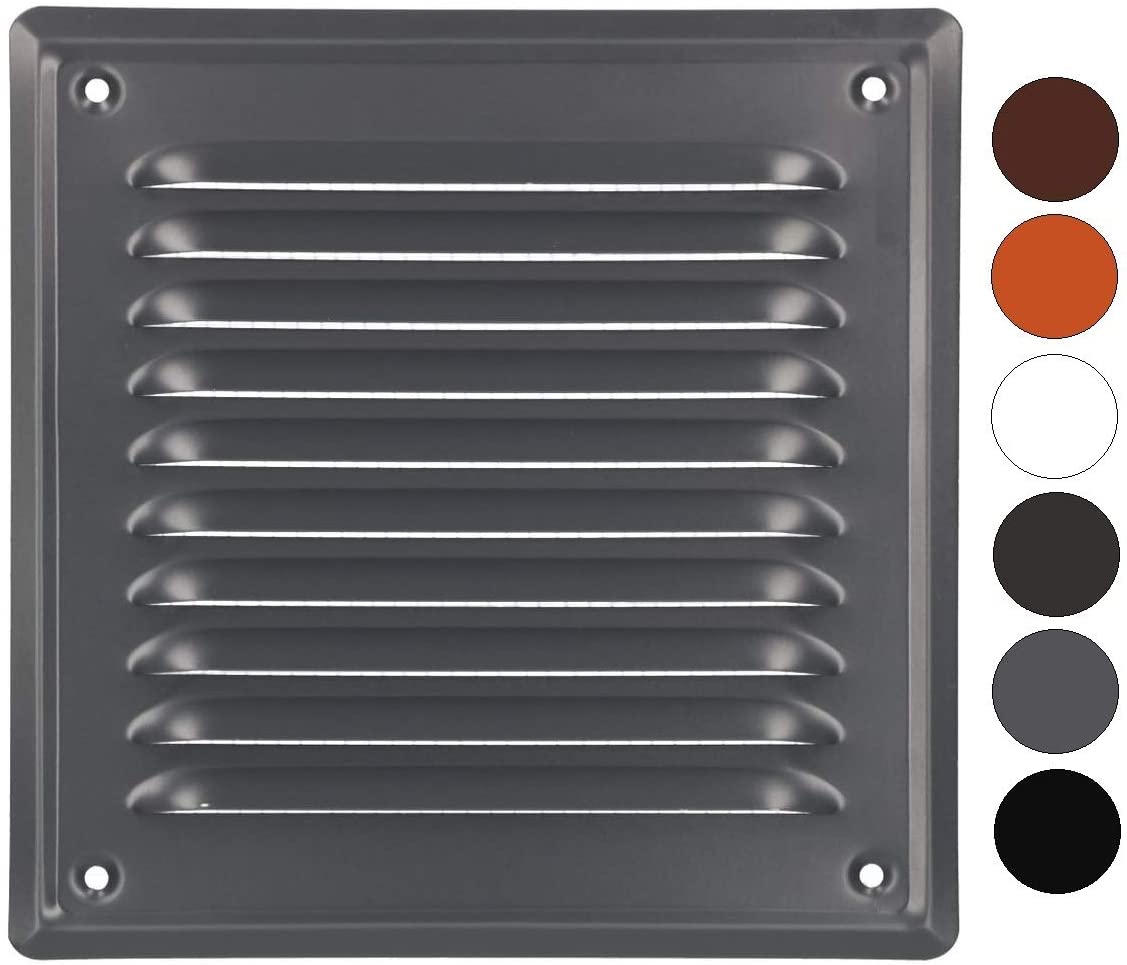 KOTARBAU® Vent Cover, Steel, 16.5x16.5 cm (6.5x6.5 inches), Ash, Air Vent Grill, with Insect Screen, for Wall Ventilation