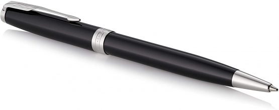 Parker Sonnet Duo Gift Set with Ballpoint Pen & Rollerball Pen, Gloss Black with Chrome Trim, Black Ink Refill & Cartridge, Gift Box - Image 2