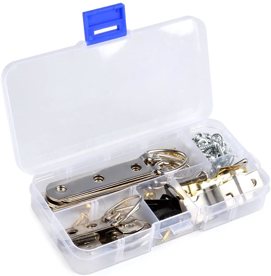TIMESETL 68pcs Picture Hanger Kit Stainless Steel Heavy Duty D Ring & Serrated Photo Frame Hanging Hooks with Screws and Storage Box - Image 2