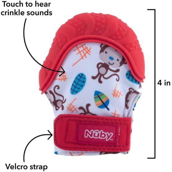 Nuby Teething Mitt, Red - Image 4
