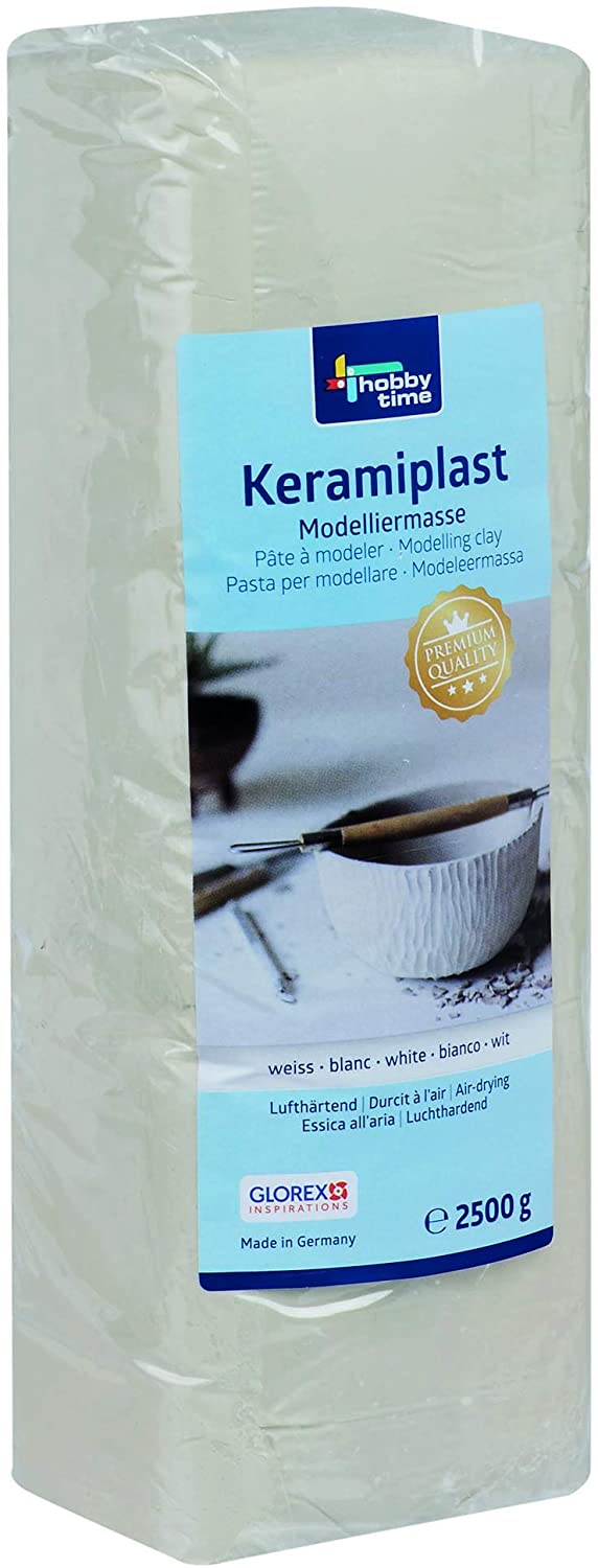 Glorex 68070237 Keramiplast Modelling Compound Modelling Clay, 998 g, Brown, White, 2500 g