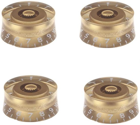 Musiclily Metric 6mm Plastic LP Style Guitar Speed Control Knobs for Les Paul Style Electric Guitar,Gold (4 Pieces)