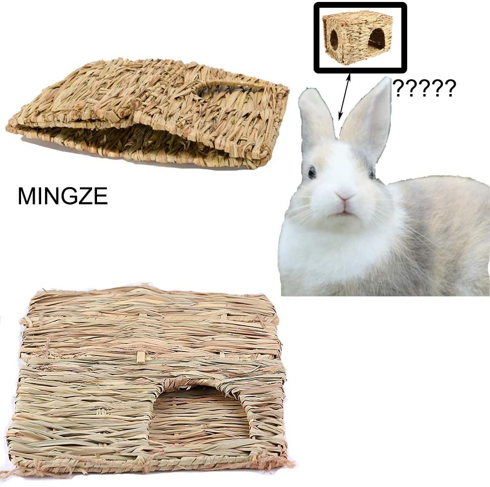 MINGZE Folding Straw House, Rabbit Grass House, for Rabbit Guinea Pig Chinchilla Ferret Multi-Utility, Edible, Non-Toxic - Image 4