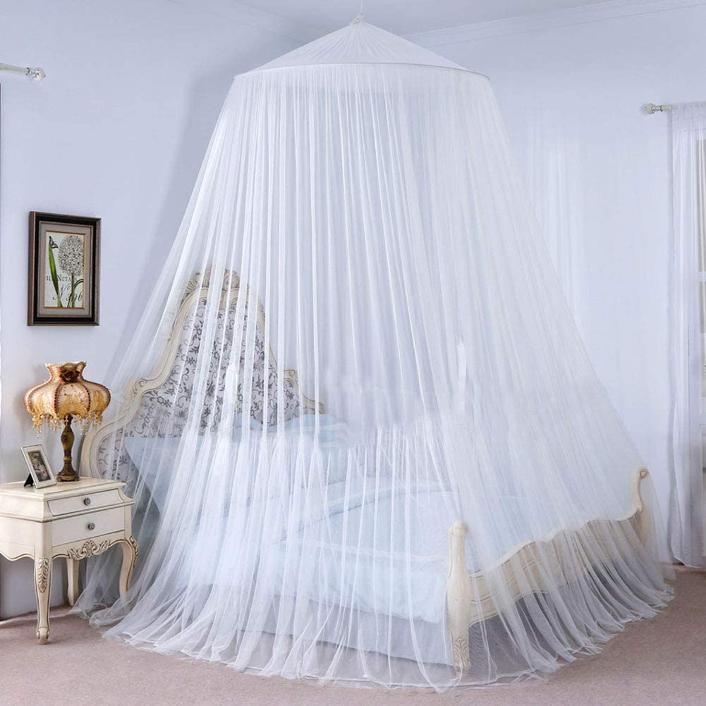 Vintoney Mosquito Net, Universal White Dome Mosquito Mesh Net, Easy Installation Mosquito Mesh Net Bed for All Size Bed, Hanging Bed Canopy Netting Ideal for Home Or Holidays (60x250x1200cm)