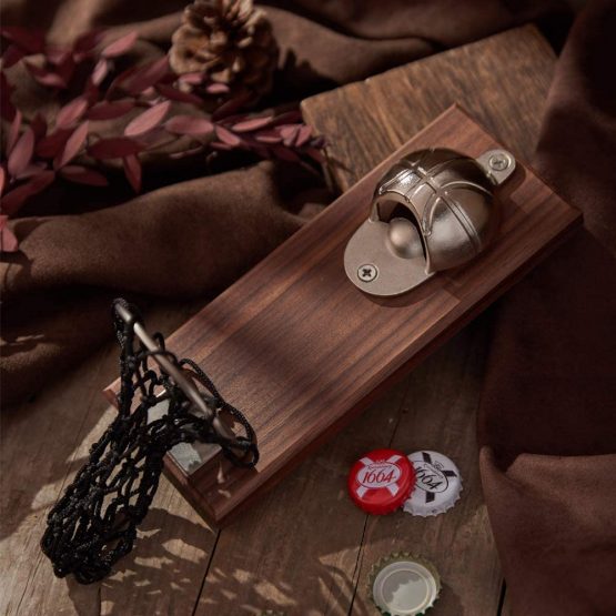 Magnetic Basketball Bottle Opener, Wooden Wall Mounted Opener with Cap Collector Catcher, Ideal Gift for Basketball and Beer Lovers, Use as Kitchen-Yard-Bar Decoration. - Image 2
