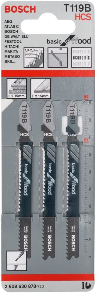 Bosch Professional 3 x Jigsaw blade T 119 B Basic for Wood (for softwood straight cut, accessories jigsaw) - Image 2