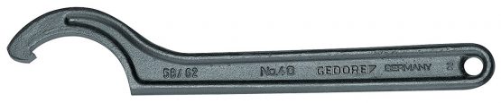 GEDORE Hook spanner with lug, for Slotted nuts, AF 110-115 mm, Tip dia. 5 mm, Ratchet spanner, 40 110-115