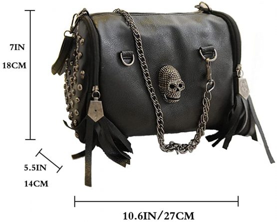 FiveloveTwo Women Top Handle Shoulder Bag Personality Punk Rivet Satchel Tote Purse Fashion Vintage Big Bag Black - Image 3