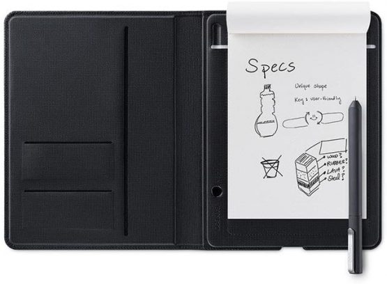Wacom K100914 Bamboo Folio Digital Notepad A5 (Half Letter Size), Small Portfolio Notebook with Digitisation Technology Including Stylus with Ballpoint Pen, Compatible with Android and Apple, Grey