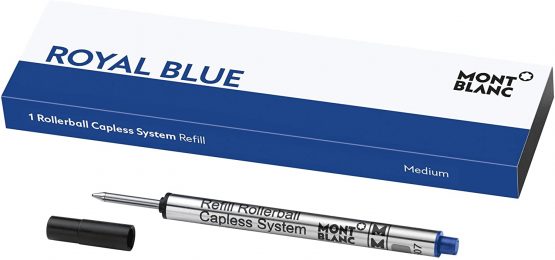 Montblanc Rollerball Capless System Refill (M) Royal Blue 124496 – Refill Cartridge with a Medium Nib for Rollerball Pens – 1 x Blue Pen Refill
