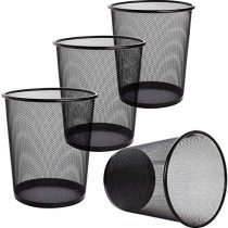 Tebery 4-Set Circular Mesh Wastebasket Trash Can, Waste Basket Garbage Can Bin for Bathrooms, Kitchens, Home Offices, Dorm Rooms (Black)