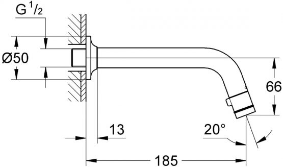 GROHE 20203000 Universal Washstand Wall Tap Projection 185 mm Chrome - Image 2