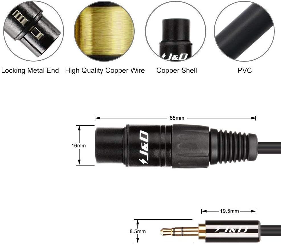 J&D XLR to 3.5mm Microphone Cable - Image 2