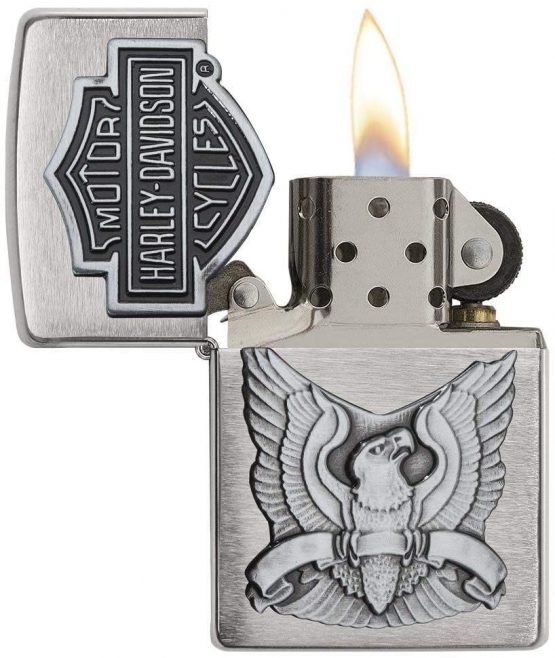 Zippo Harley Davidson Made In Usa Emblem Lighter - Brushed Chrome - Image 2