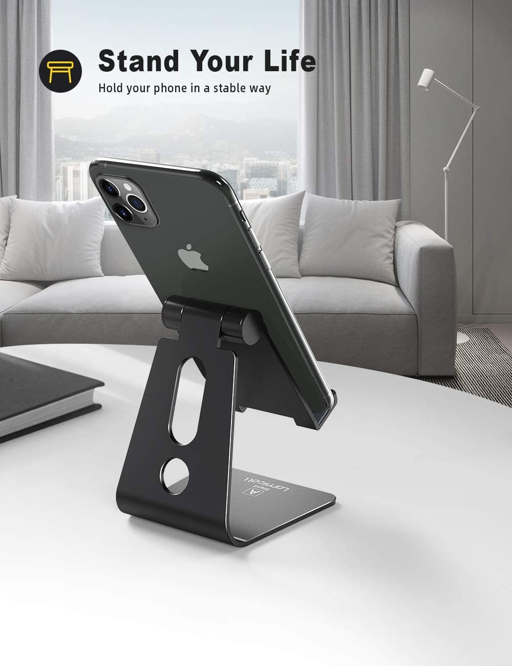 Lamicall Phone Stand, Adjustable Phone Dock, Universal Stand Holder, Compatible with iPhone 17 16 15 14 Pro Max Plus Air - Image 3