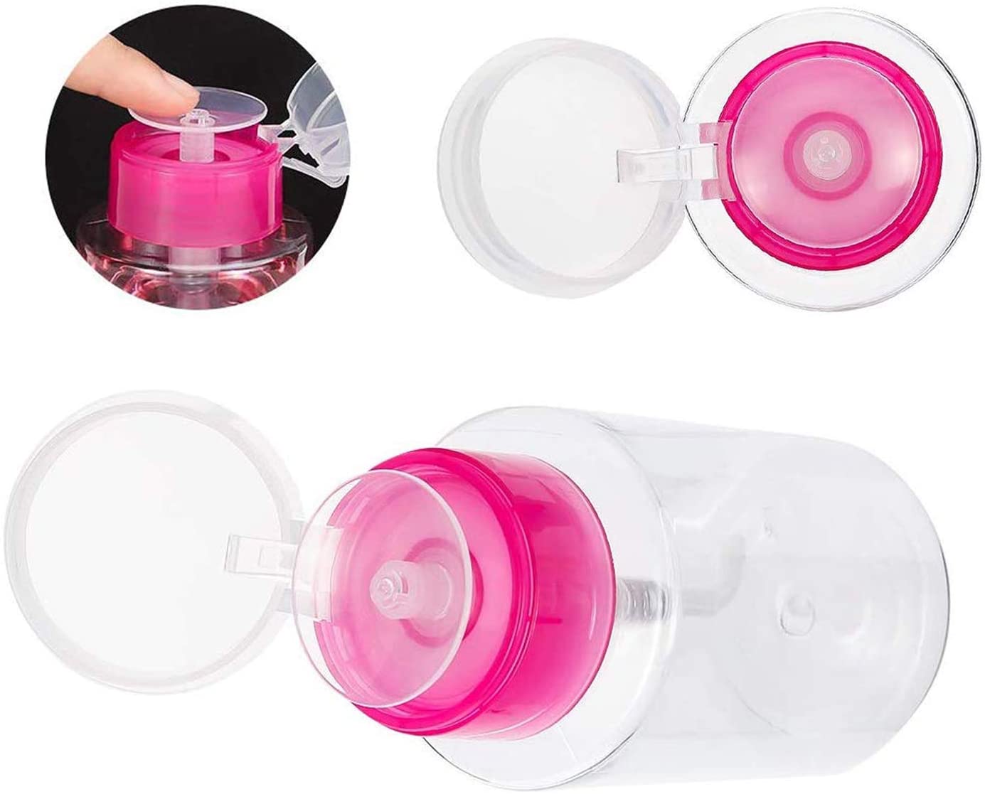 2 Pcs 180ml Nail Polish Remover Pump Dispenser Push Down Cleanser Bottle Nail Polish Remover Liquid Bottle Container for Nail Polish and Makeup Remover Nail Art Tool Travel Set - Image 3