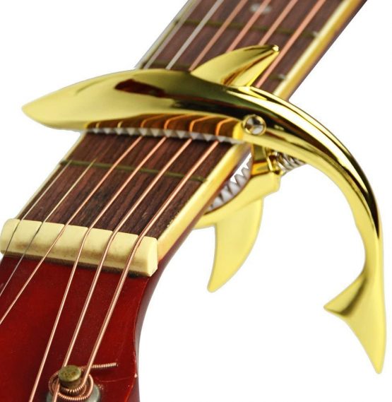 Imelod Guitar Capo for Acoustic and Electric Guitar Shark Capo Zinc Alloy for 6 String Guitar with Good Hand Feeling, No Fret Buzz and Durable(Gold) - Image 2