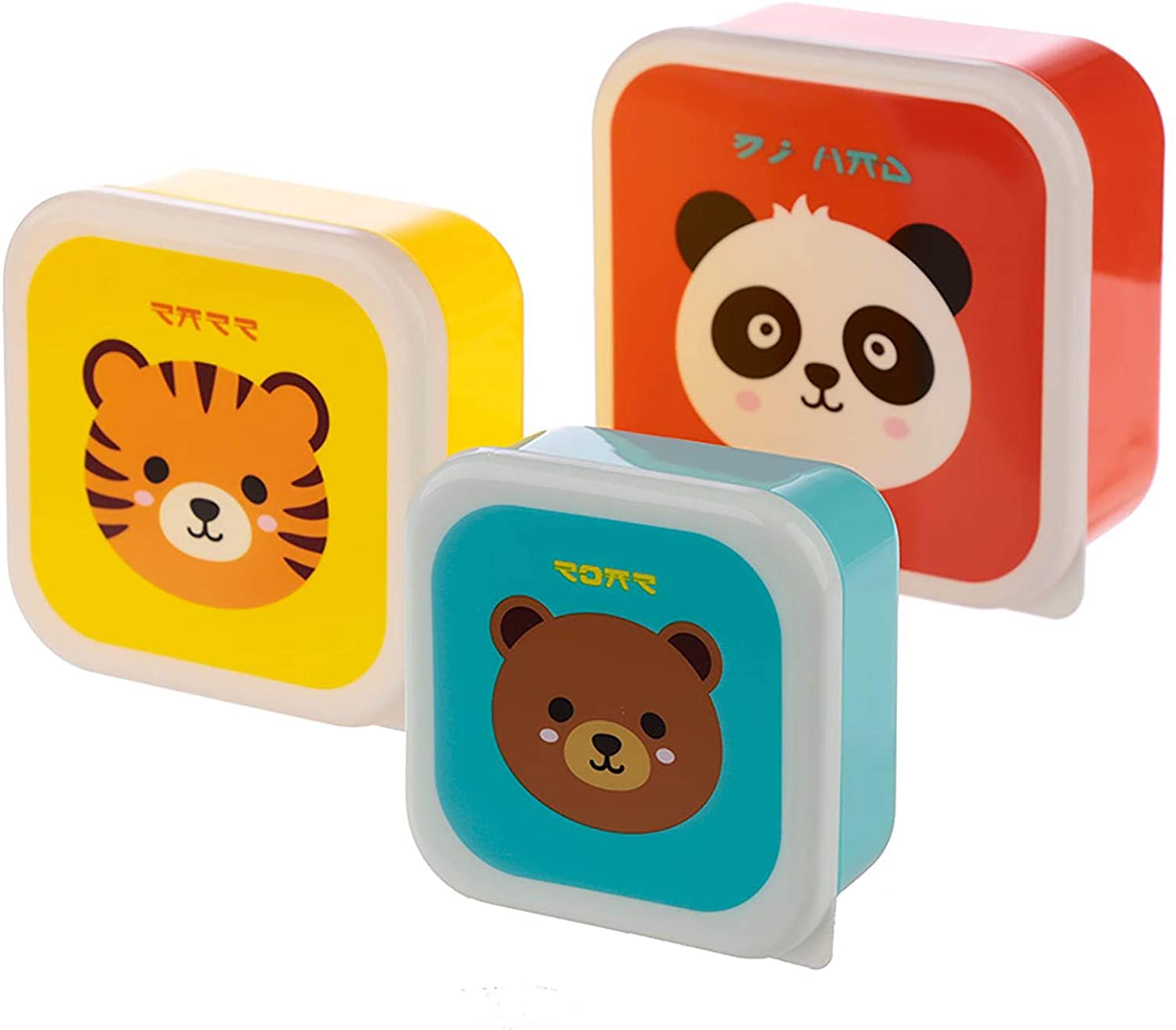 Puckator Cutiemals Reusable Lidded Snack Pot Lunch Box Set of 3, BPA Free PVC, Nursery School Travel Home - Image 2