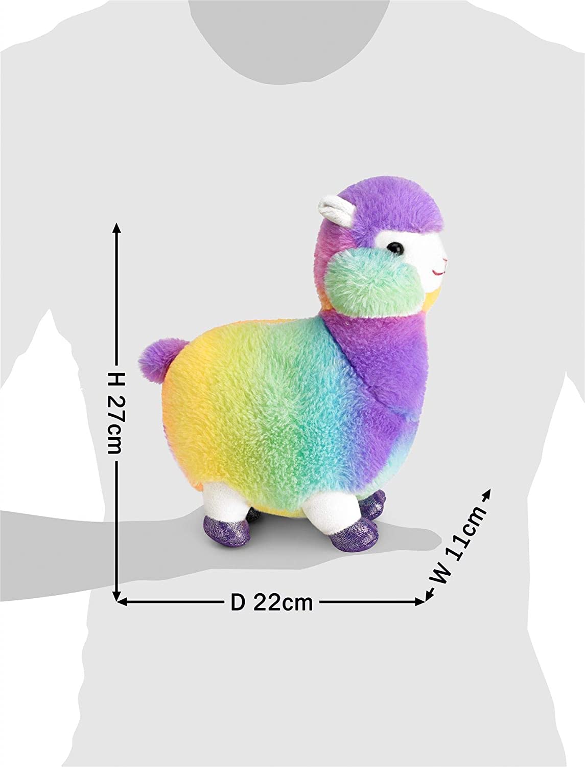 Mousehouse Gifts - Rainbow-Coloured Llama Soft Toy, Plush Cuddly Teddy for Children, Multicolor, 27 cm (H) x 20 cm (L) x 21 cm (W) - Image 2