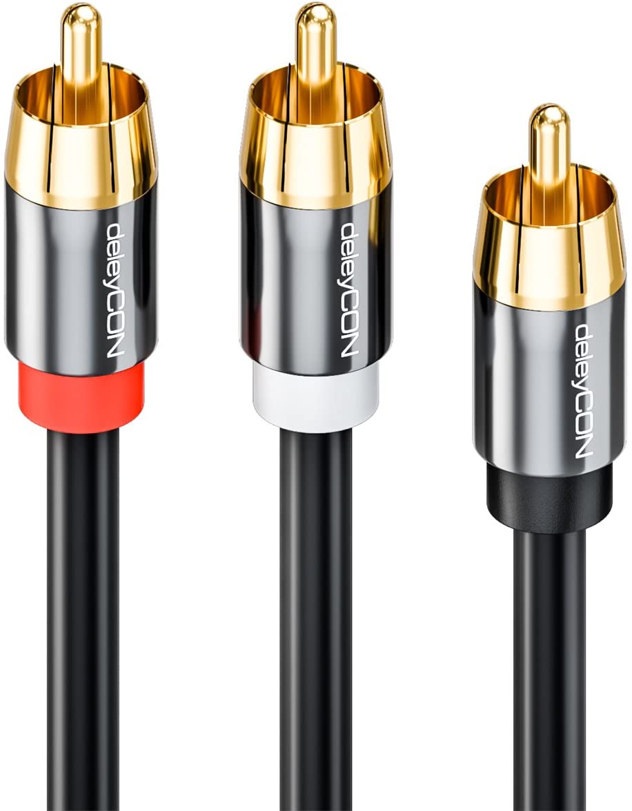 deleyCON 5m (16.40 ft.) Subwoofer Cable - Cinch RCA Y-Cable Digital Coaxial Cable - Gold-Plated Plug - Audio Cable - Cinch Plug to 2x Cinch Plugs - Image 3
