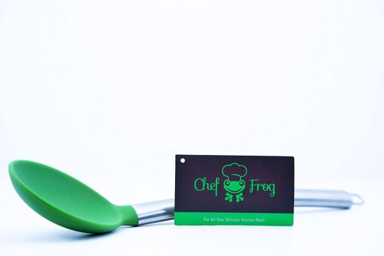 BEST Large Silicone Kitchen Mixing Serving Spoon by Chef Frog - For Home or Professional Use - Features our "Stay-Cool" Stainless Steel Handle - Image 4