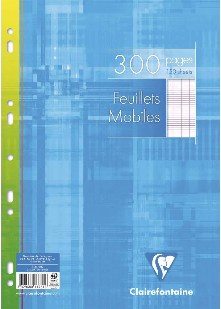 Clairefontaine 17551C, One Pack of Perforated Single Sheets, Dimensions: A4 21 x 29.7 cm, 300 Seyes Ruled Pages - Image 2