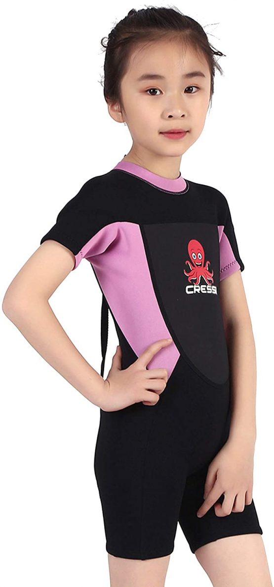 Cressi Women's Smoby Shorty Wetsuit Children's Premium Neoprene 2 mm, Black/Pink, 3/4 Years