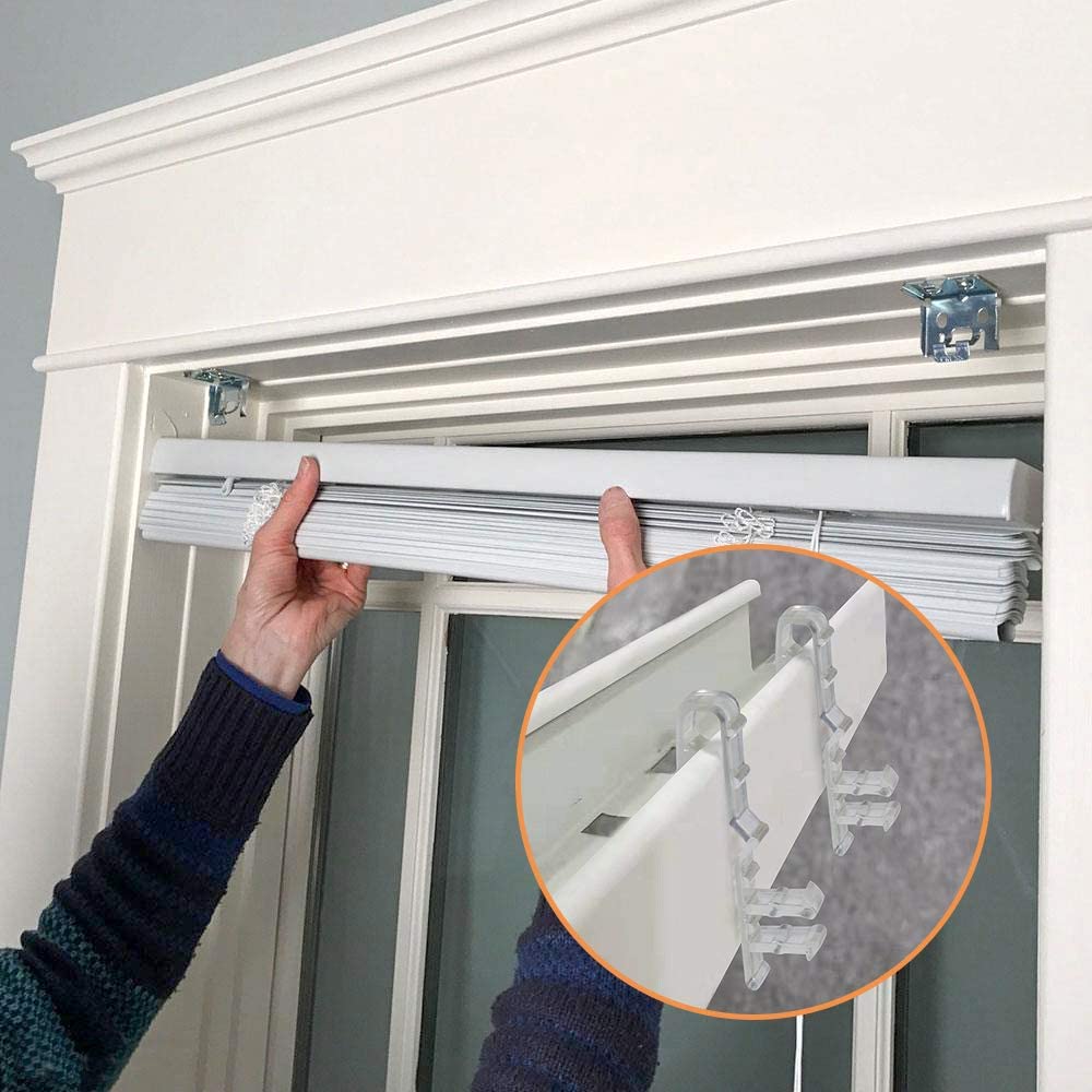 SelfTek 30Pcs Blind Valance Clips 2.1inch Plastic Clear Valance Clips with 4Pcs White Wood