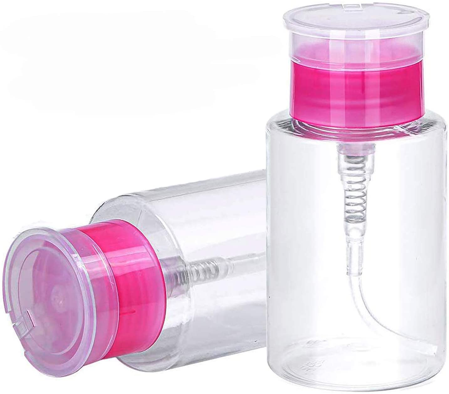 2 Pcs 180ml Nail Polish Remover Pump Dispenser Push Down Cleanser Bottle Nail Polish Remover Liquid Bottle Container for Nail Polish and Makeup Remover Nail Art Tool Travel Set