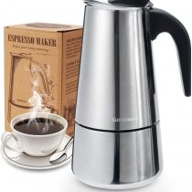 Godmorn Stovetop Espresso Maker, Italian Coffee Maker Moka Pot, 450ml/9 Cup (Espresso Cup=50ml), 430 Stainless Steel Classic Cafe Maker, Suitable for Induction Hob