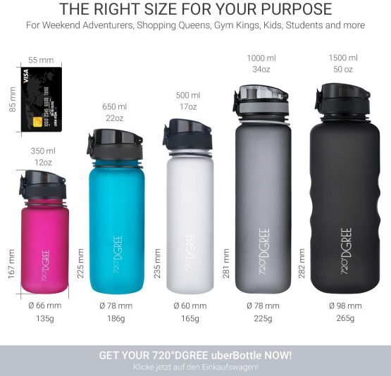 720°DGREE Water Bottle “uberBottle“ +Fruit-Infuser - 350ml, 500ml, 650ml, 1L - BPA-Free Tritan, Leakproof, Reusable - Sports Drinking Bottle for Kids, Gym, Fitness, Outdoor, Cycling, School - Image 4