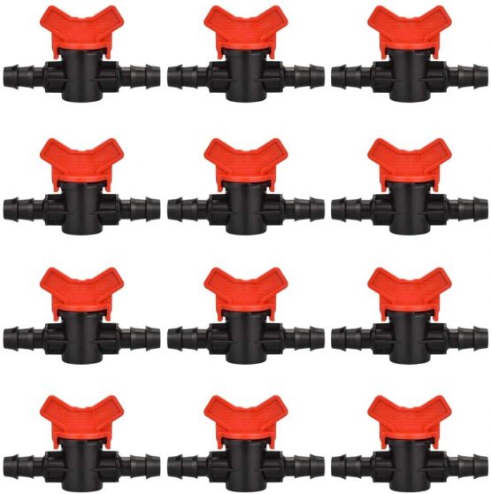 LYTIVAGEN 12 PCS Plastic Garden Faucet, Pipe Irrigation Valve 16 * 16mm Pipe Valve Switch for Outdoor Garden Water Valve Control (Black + Red) - Image 2