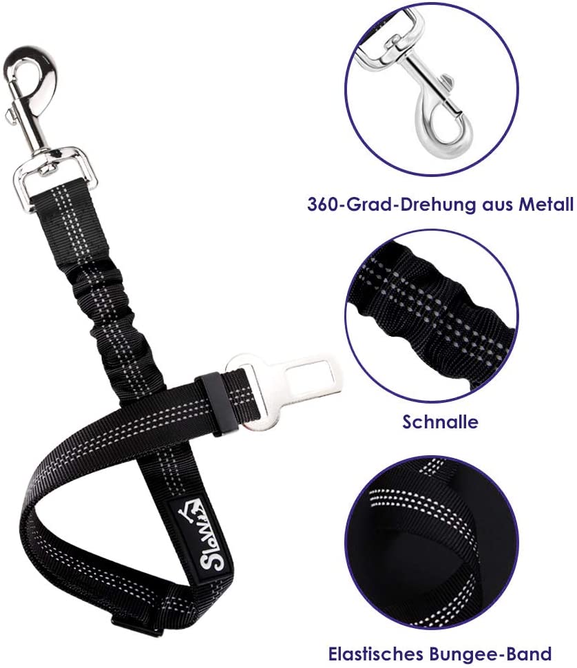 SlowTon Dog Car Harness Seatbelt Set, Pet Vest Harness with Safety Seat