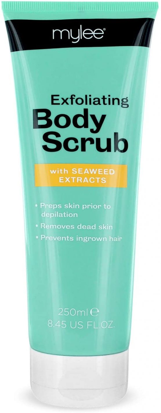 Mylee Pre Tanning and Pre Waxing Exfoliating Softening Body Scrub with Nourishing Natural Seaweed Extracts, Aloe Vera, Tahitian Monoi – Prevents Ingrown Hairs & Razor Bumps Vegan and Cruelty-Free