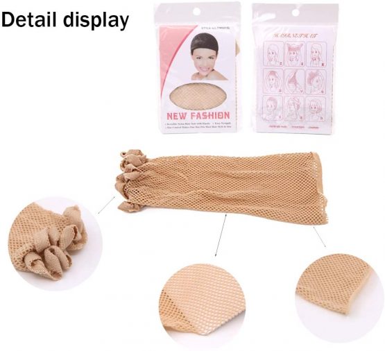 7-Piece Set Stretchy Nylon Wigs Caps Adjustable Velvet Wig Hair Headband Set with 2 Pcs Hair Edges Brushes Nude Color Cap for Women and Men - Image 3