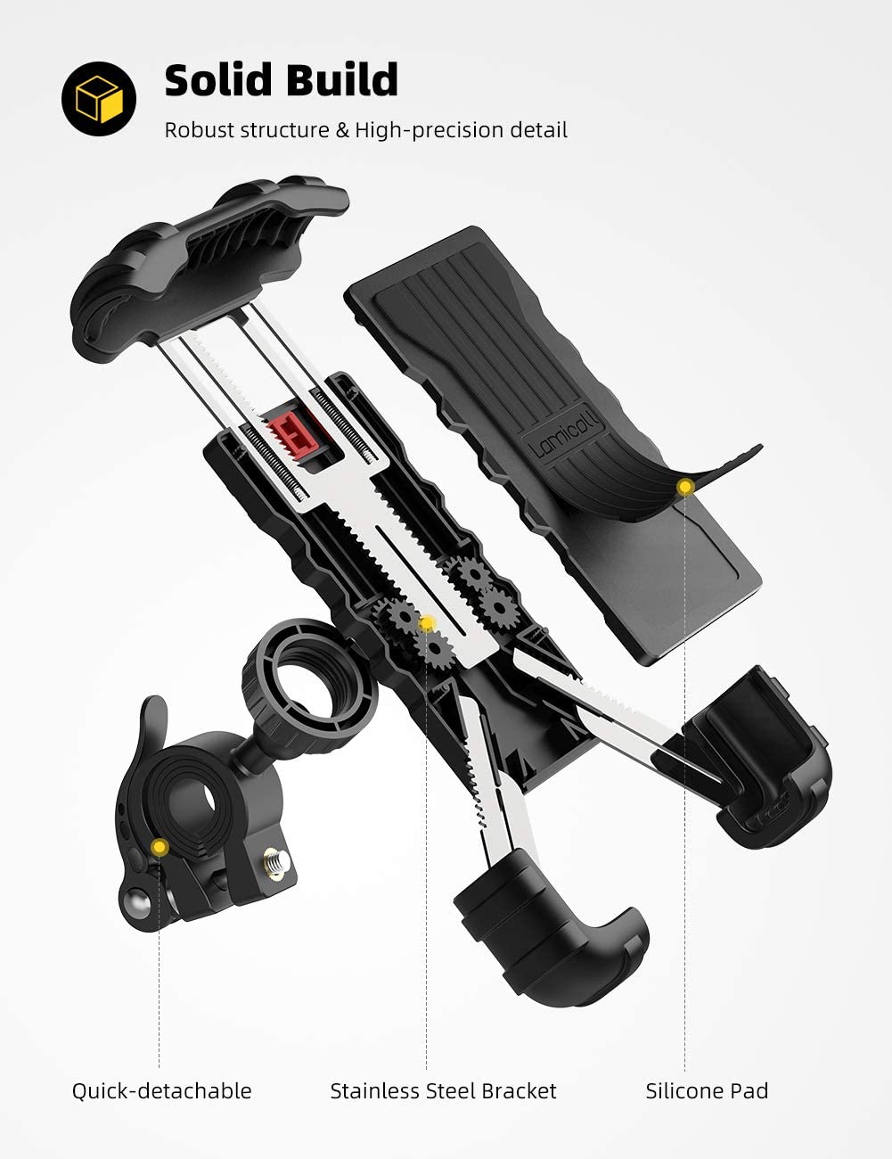 Lamicall Bike Phone Holder, Adjustable Motorbike Phone Holder - Image 4